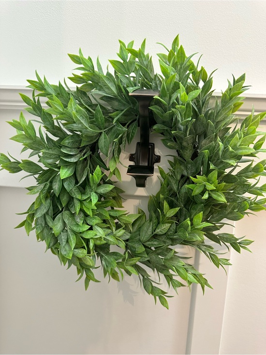 Other - Lush Artificial Ruscus Rainwashed Green Leaf Wreath Candle Ring Home Holiday 13”